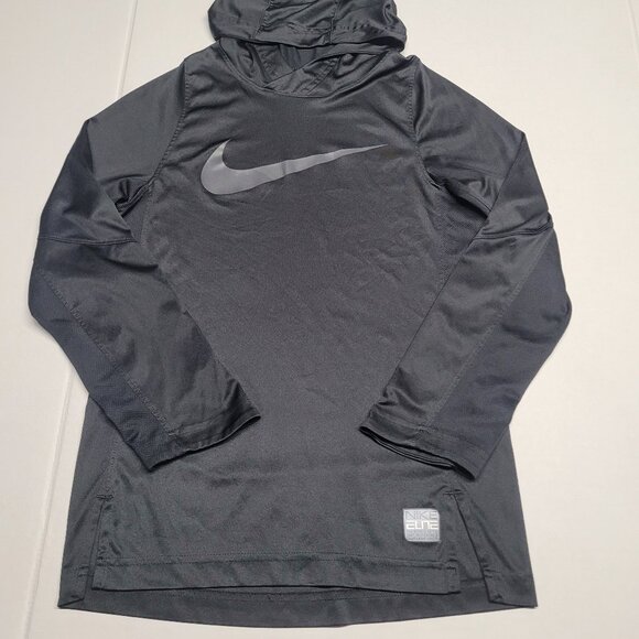 Nike DRI-FIT Boy’s Long sleeve hoodie size Medium color gray black - Picture 1 of 5